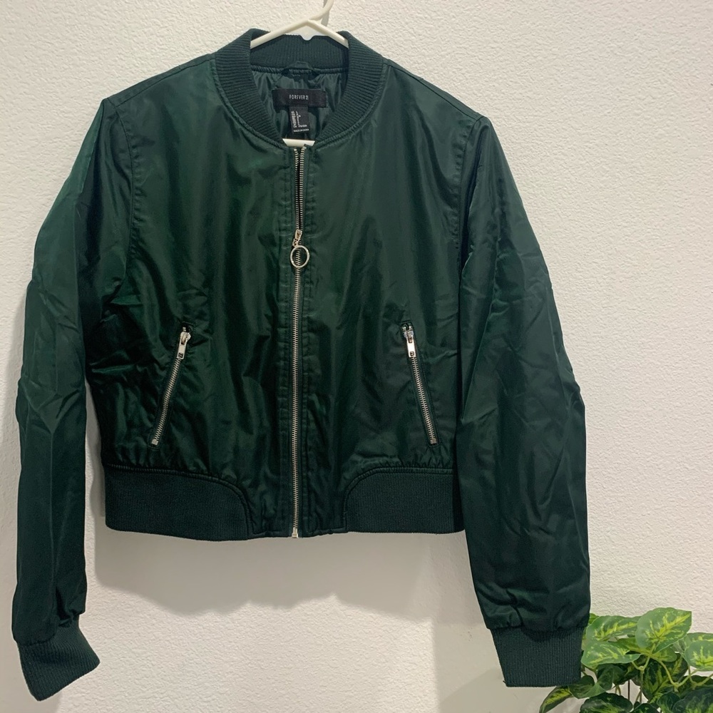 Forever 21 bomber jacket green